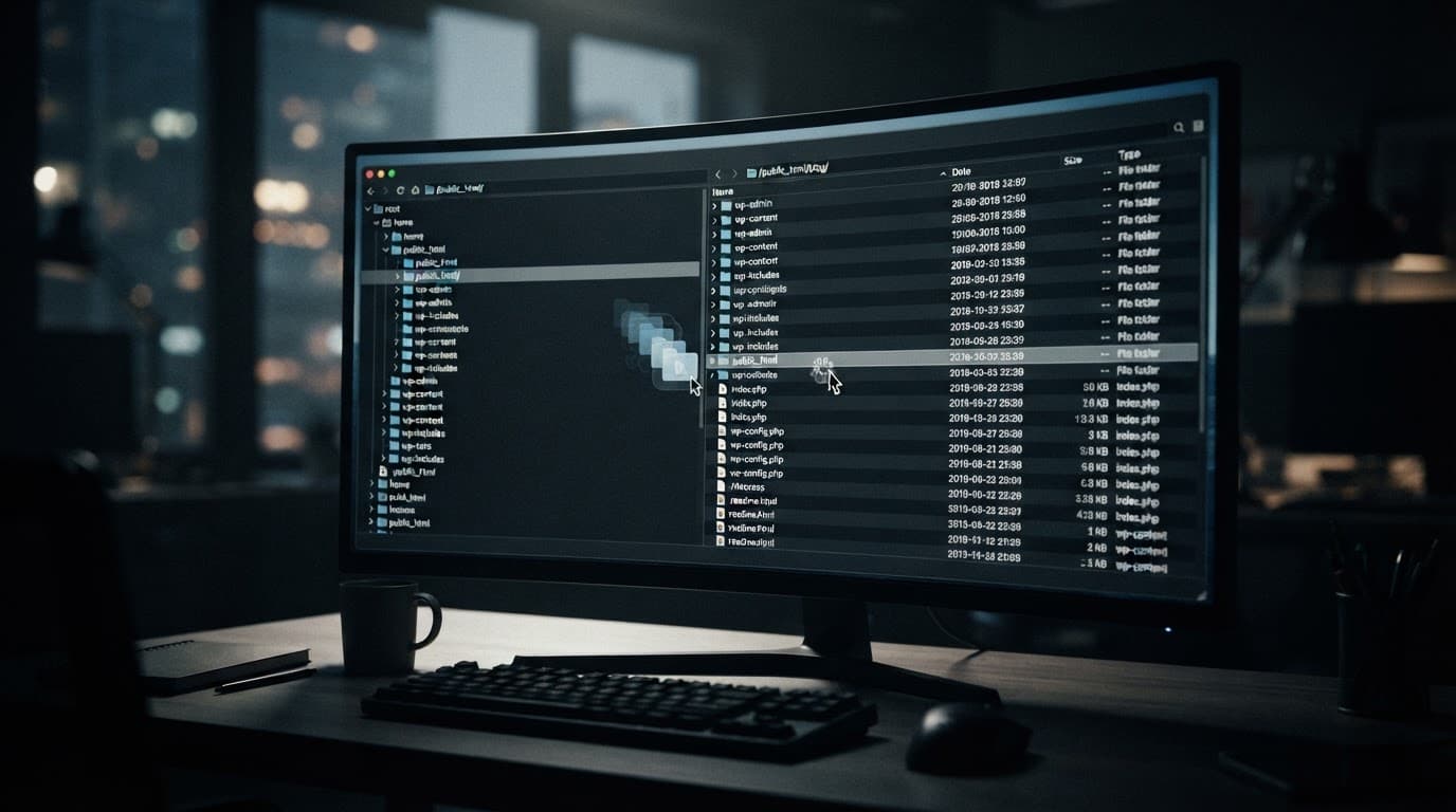 A computer screen showing folders in a dark file manager interface.